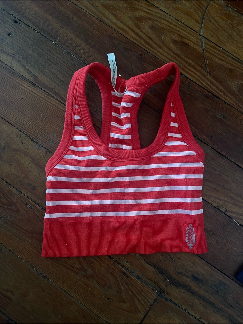 Fpmovement Red & Pink Striped Sports Bra
